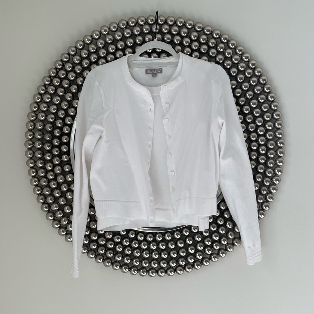 J. Crew White Women’s Lightweight Button Cardigan Set